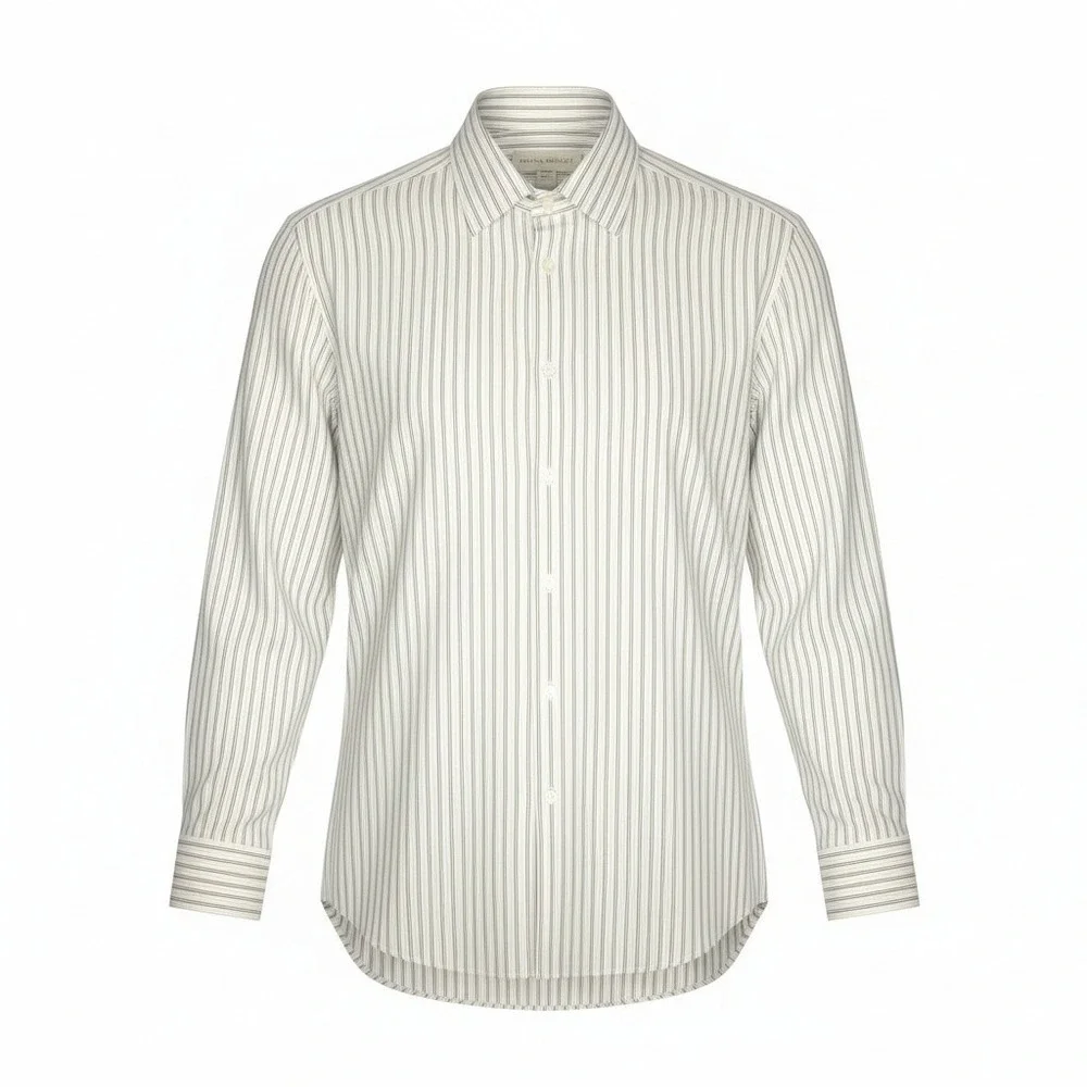 Banana Republic Dress Shirt Mens 16-16.5 L White Stripe Long Sleeve Button Front